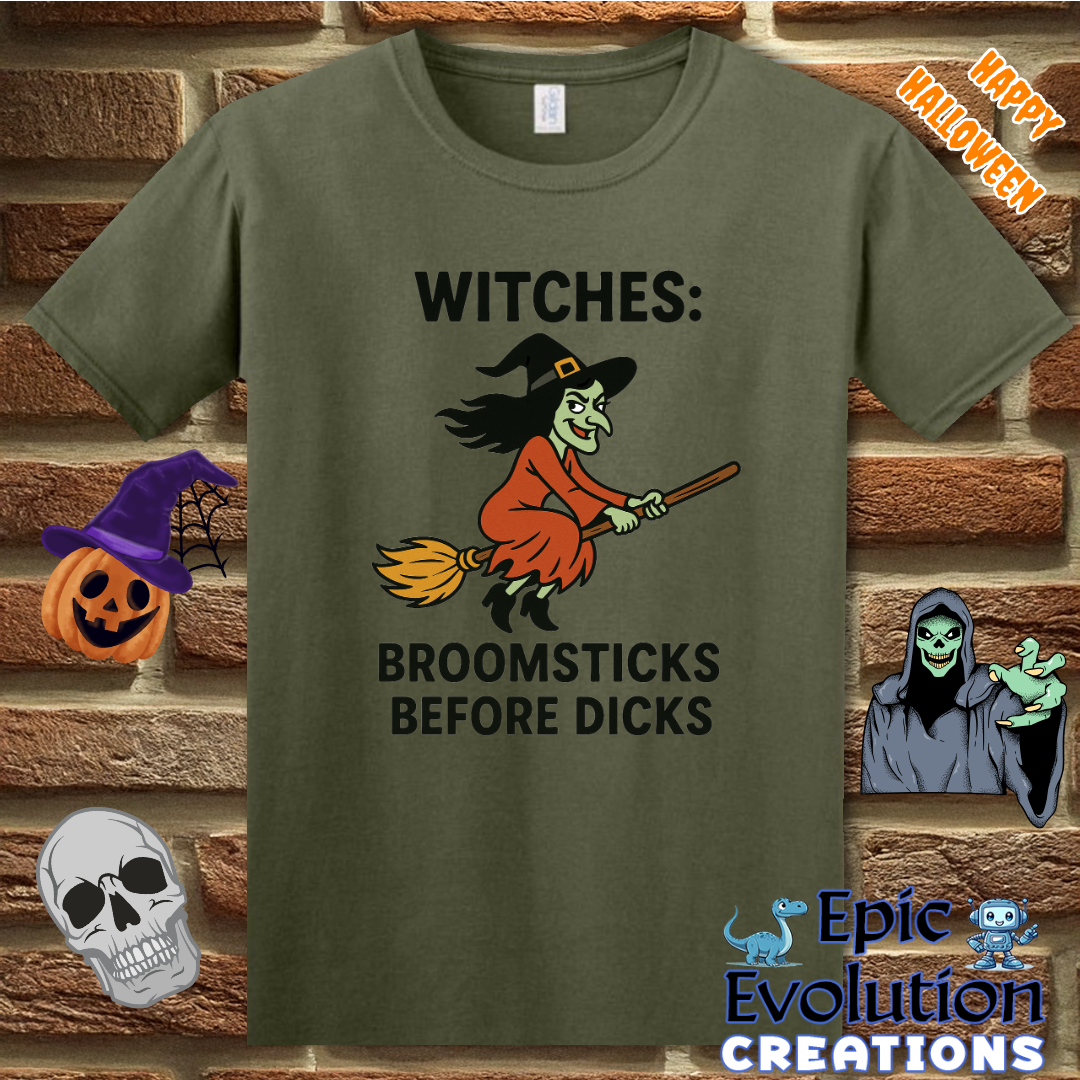🧙Witches Broomsticks Before Dicks Halloween Shirt for Women
