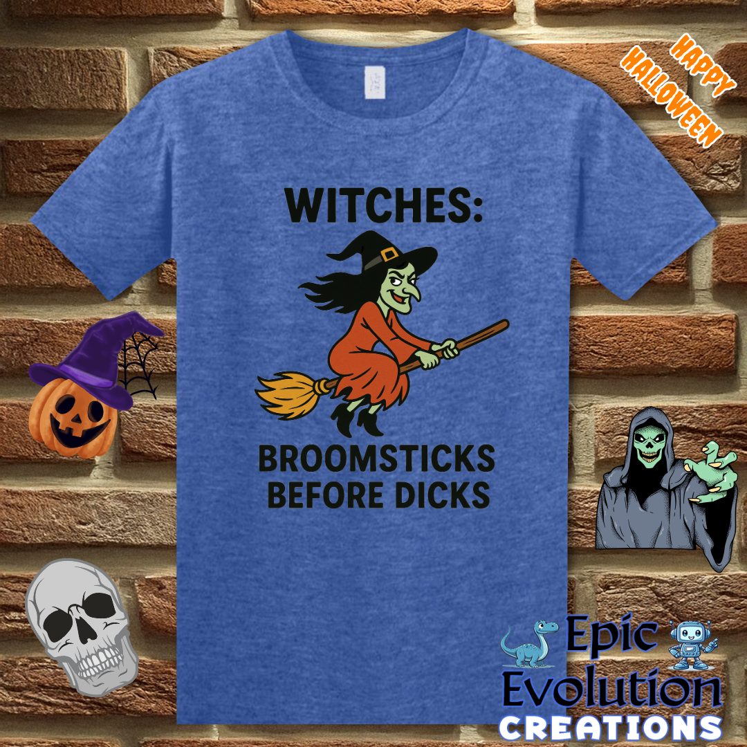 🧙Witches Broomsticks Before Dicks Halloween Shirt for Women