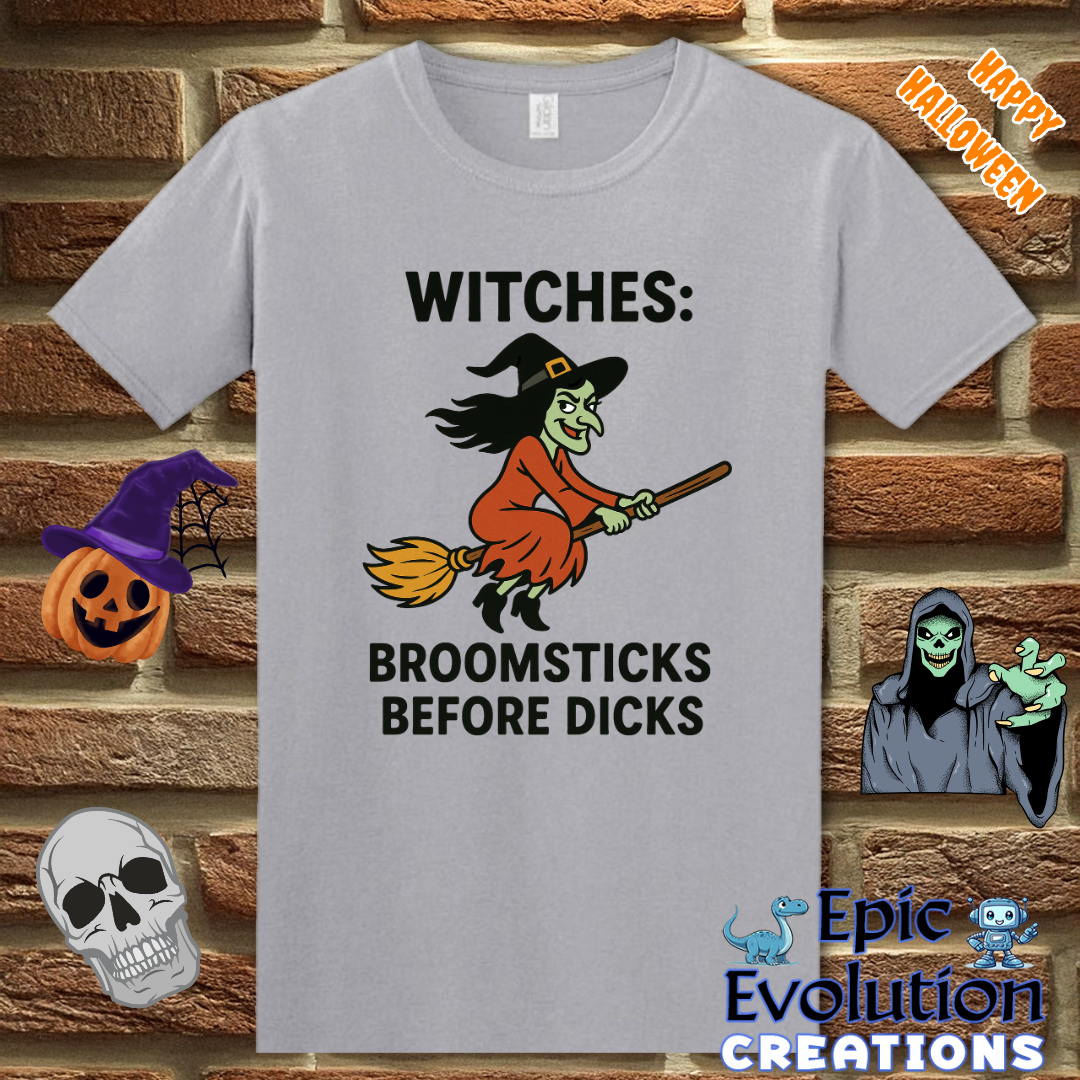 🧙Witches Broomsticks Before Dicks Halloween Shirt for Women