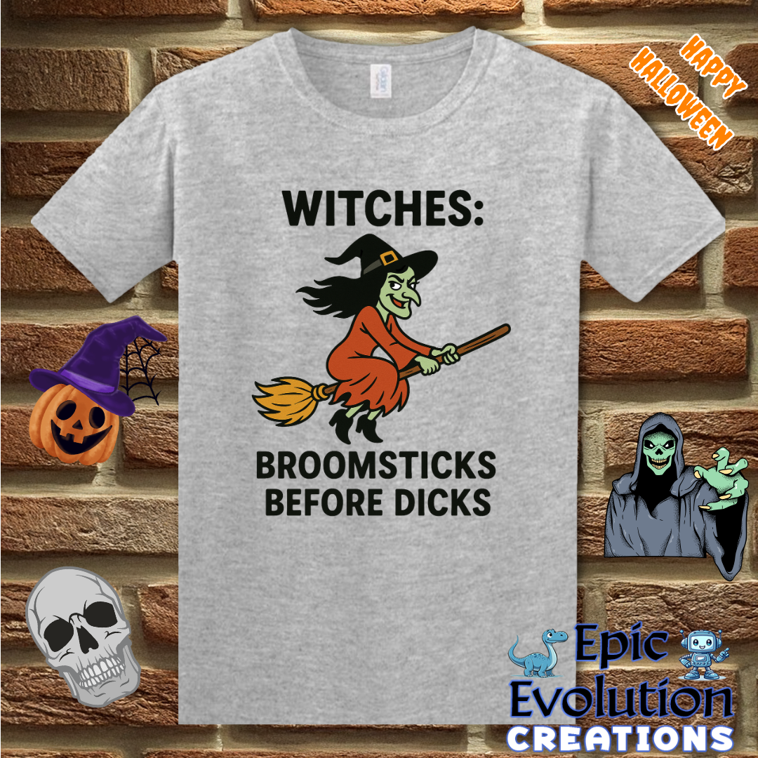 🧙Witches Broomsticks Before Dicks Halloween Shirt for Women