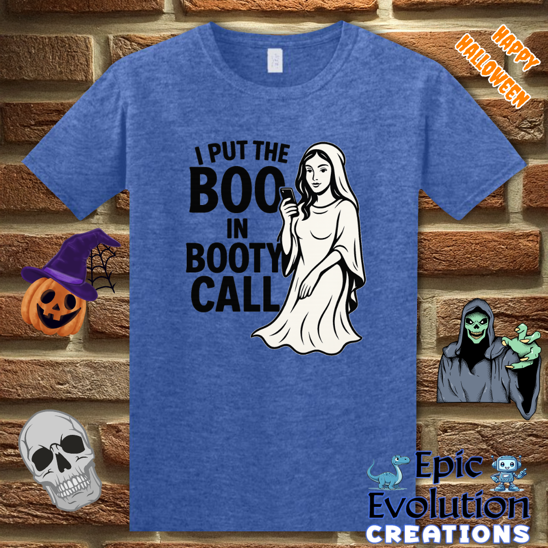 I Put the Boo in Booty Call Funny Halloween Shirt for Women
