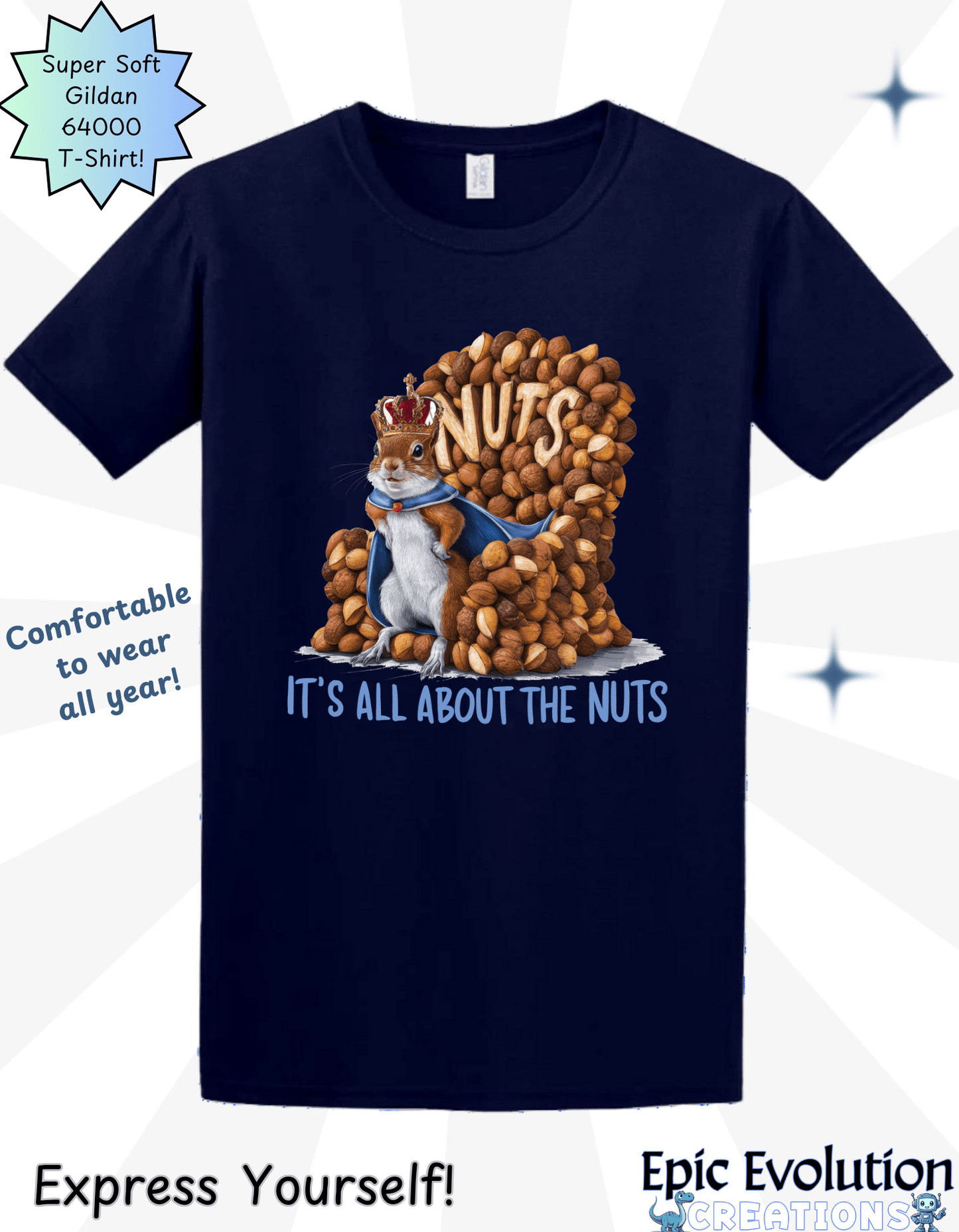 T-Shirt Funny Squirrel Graphic T-Shirt Epic Evolution Creations