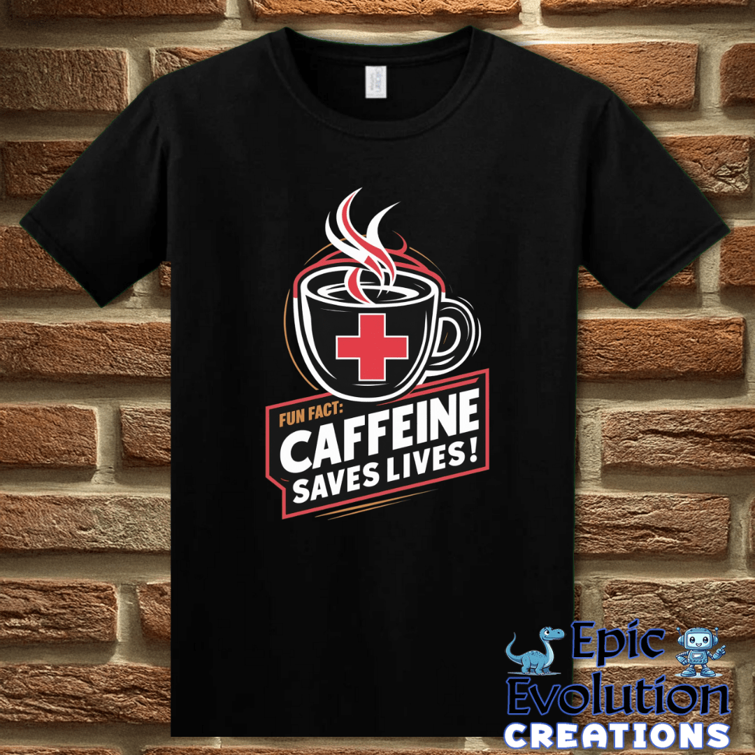 T-Shirt S / Black Funny Caffeine Addiction T Shirt Epic Evolution Creations