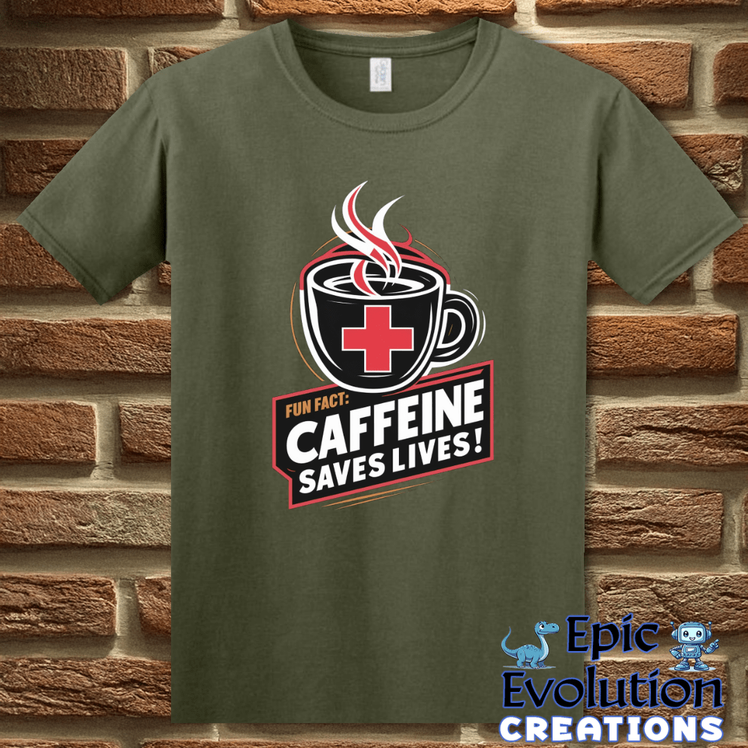 T-Shirt S / Military Green Funny Caffeine Addiction T Shirt Epic Evolution Creations