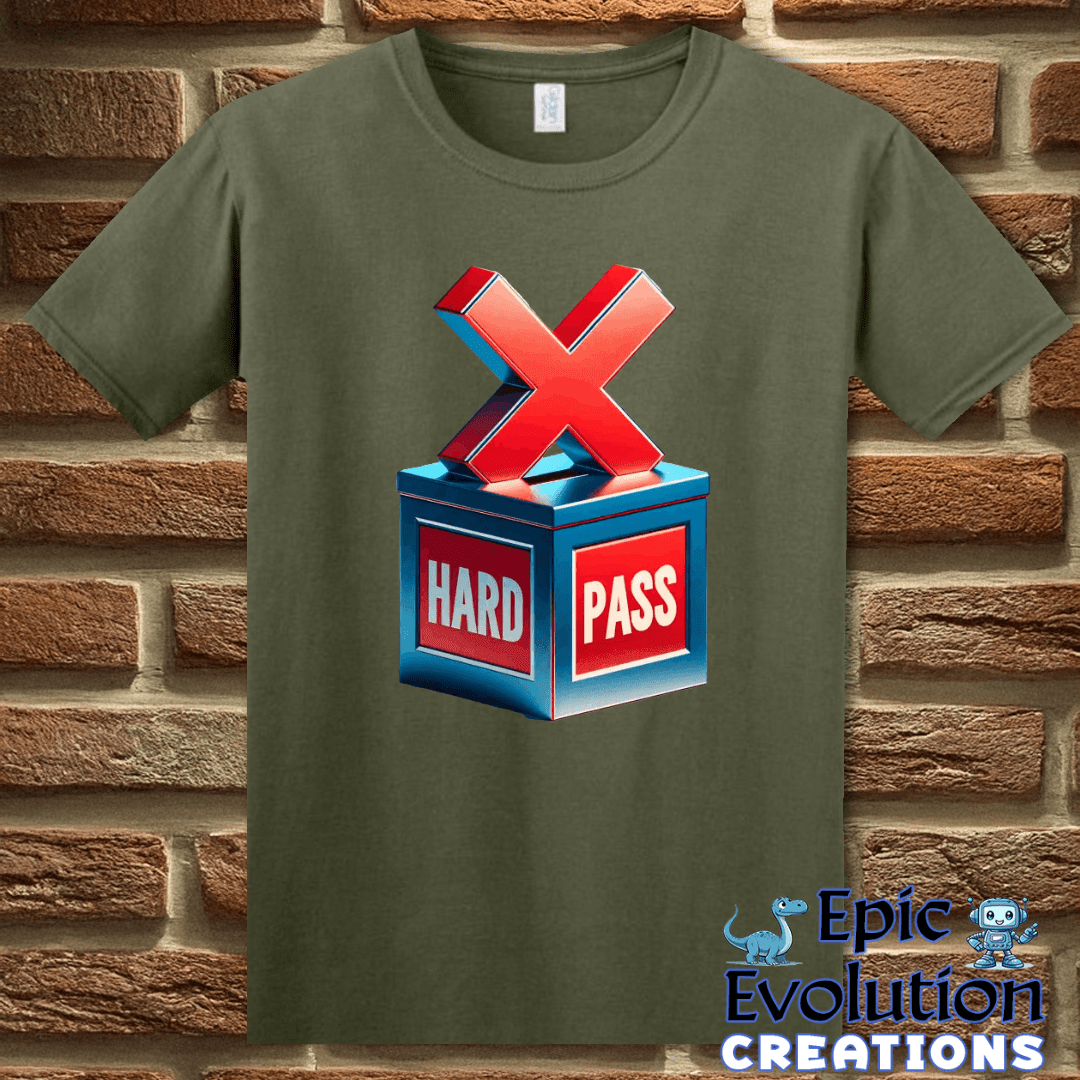 T-Shirt S / Military Green Funny "Hard Pass" Funny T Shirt Epic Evolution Creations