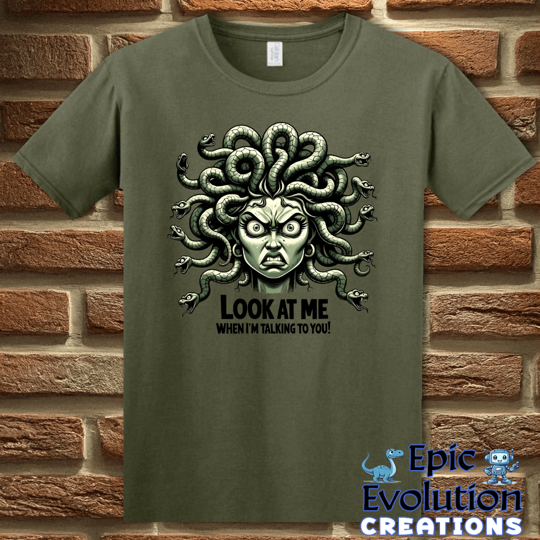 T-Shirt S / Military Green Funny Medusa T Shirt Epic Evolution Creations