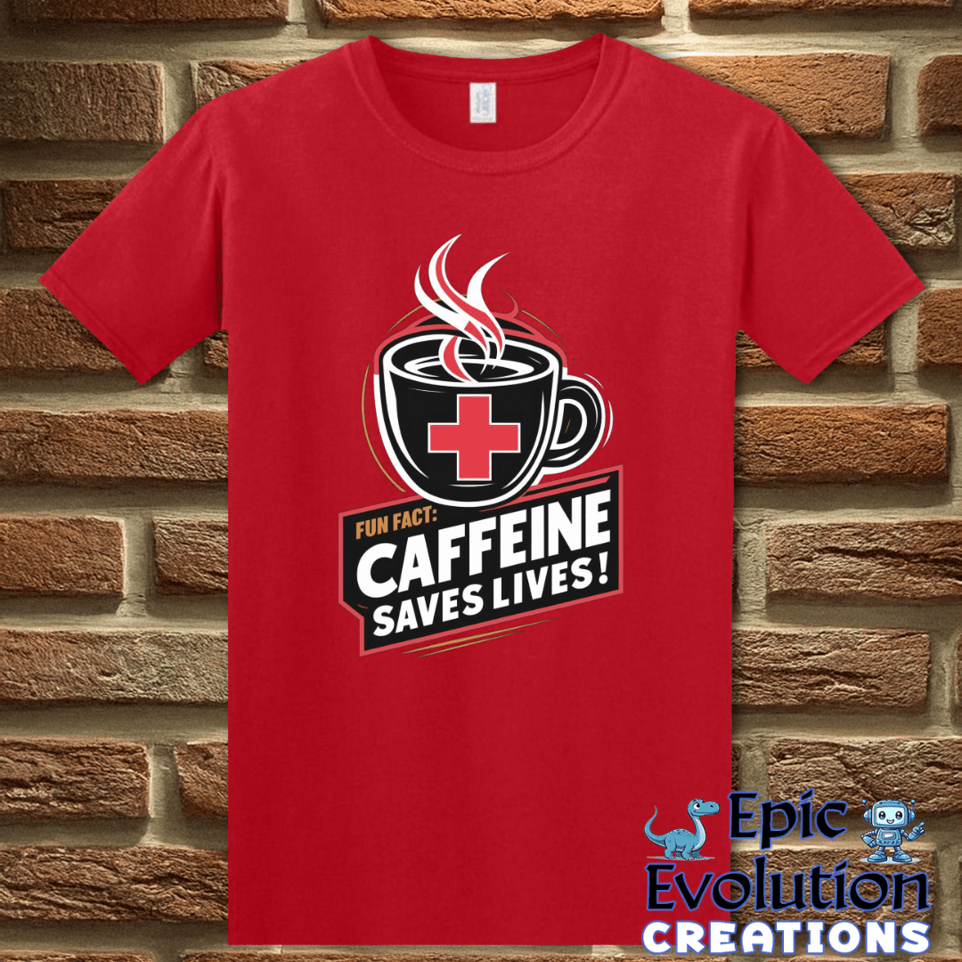 T-Shirt S / Red Funny Caffeine Addiction T Shirt Epic Evolution Creations