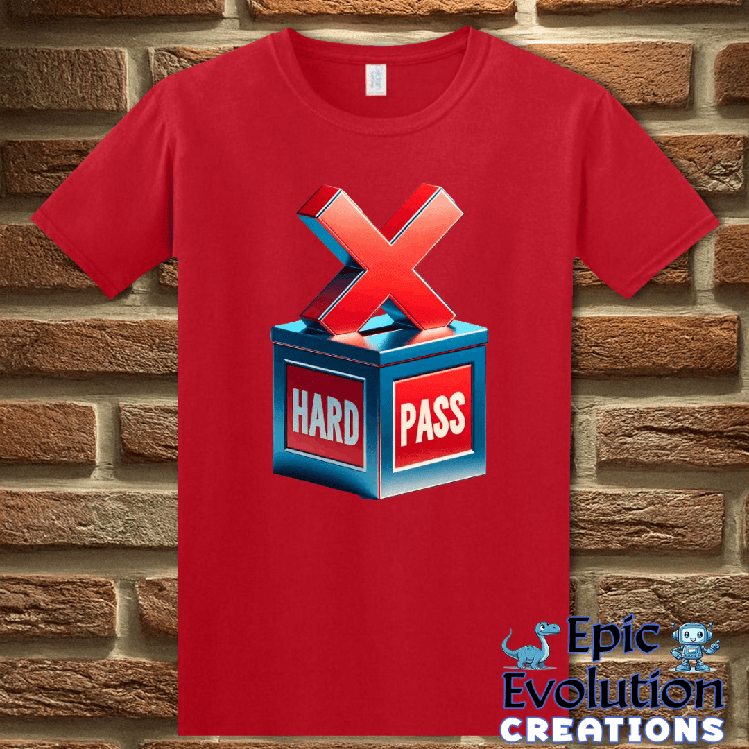 T-Shirt S / Red Funny "Hard Pass" Funny T Shirt Epic Evolution Creations