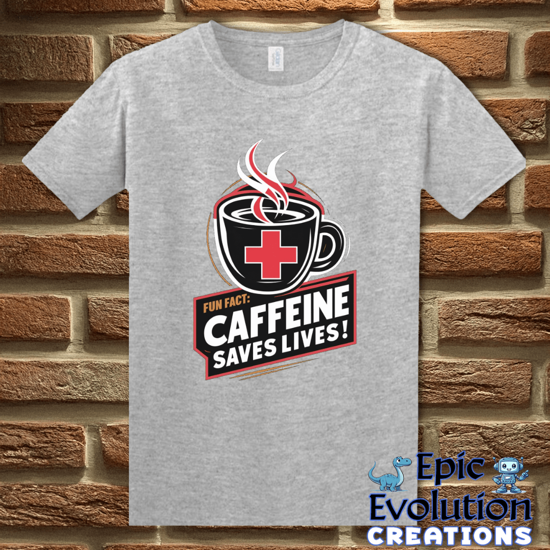 T-Shirt S / Sport Grey Funny Caffeine Addiction T Shirt Epic Evolution Creations