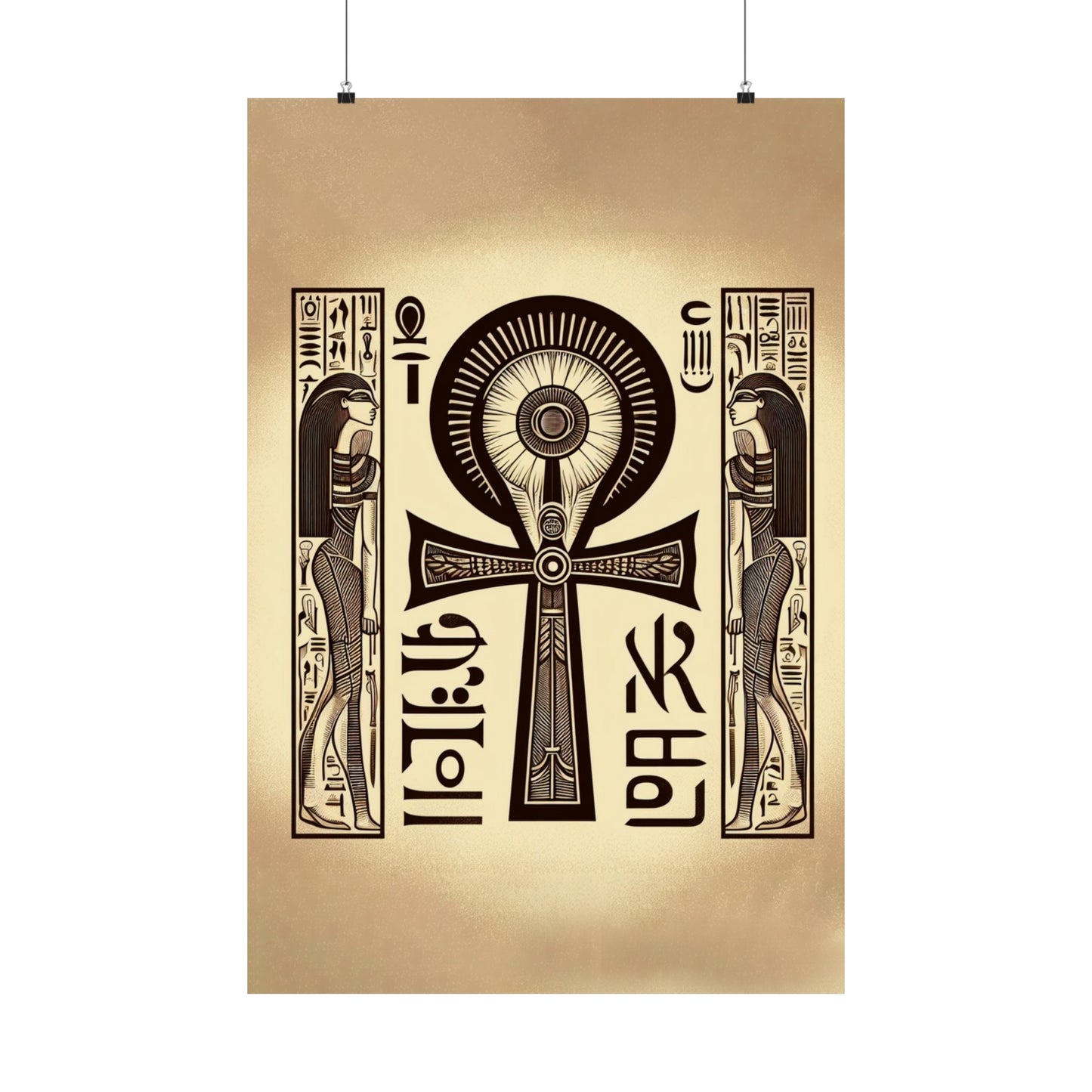 Egyptian Ankh Poster - Egyptian Servants and Ankh Symbol, Key of Life Symbolism, Ank Symbol Poster, Ankh Key of Life, Egyptian Ankh Symbol