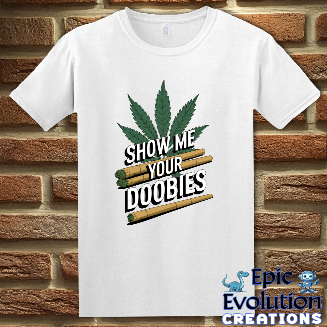 S-White-Show Me Your Doobies T-Shirt-Epic Evolution Creations