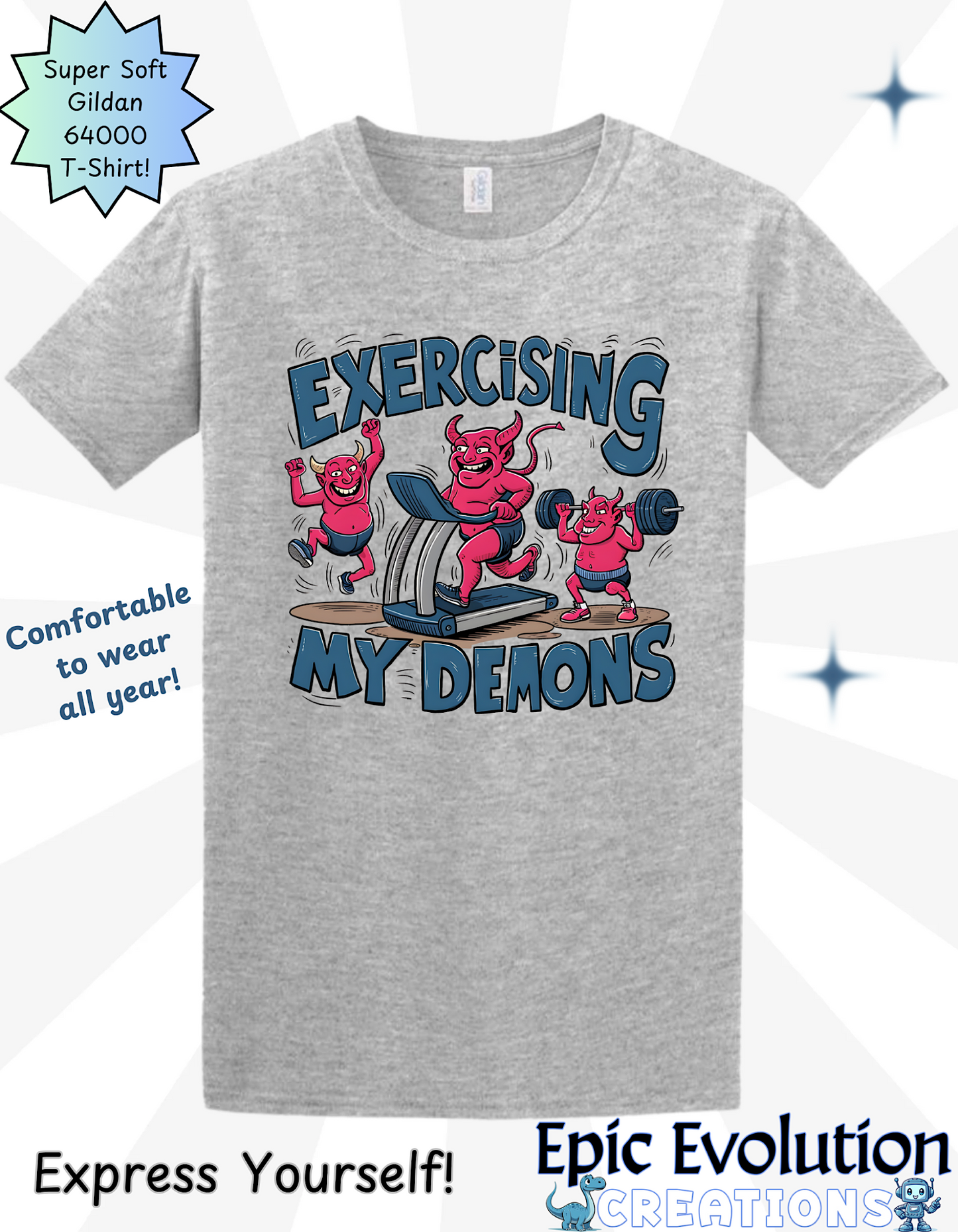 Exercising My Demons Funny Workout T Shirt, Gym Humor, Fitness Motivation, Demon Gym Shirt, Dark Humor Fitness Apparel, Workout Motivation Shirts