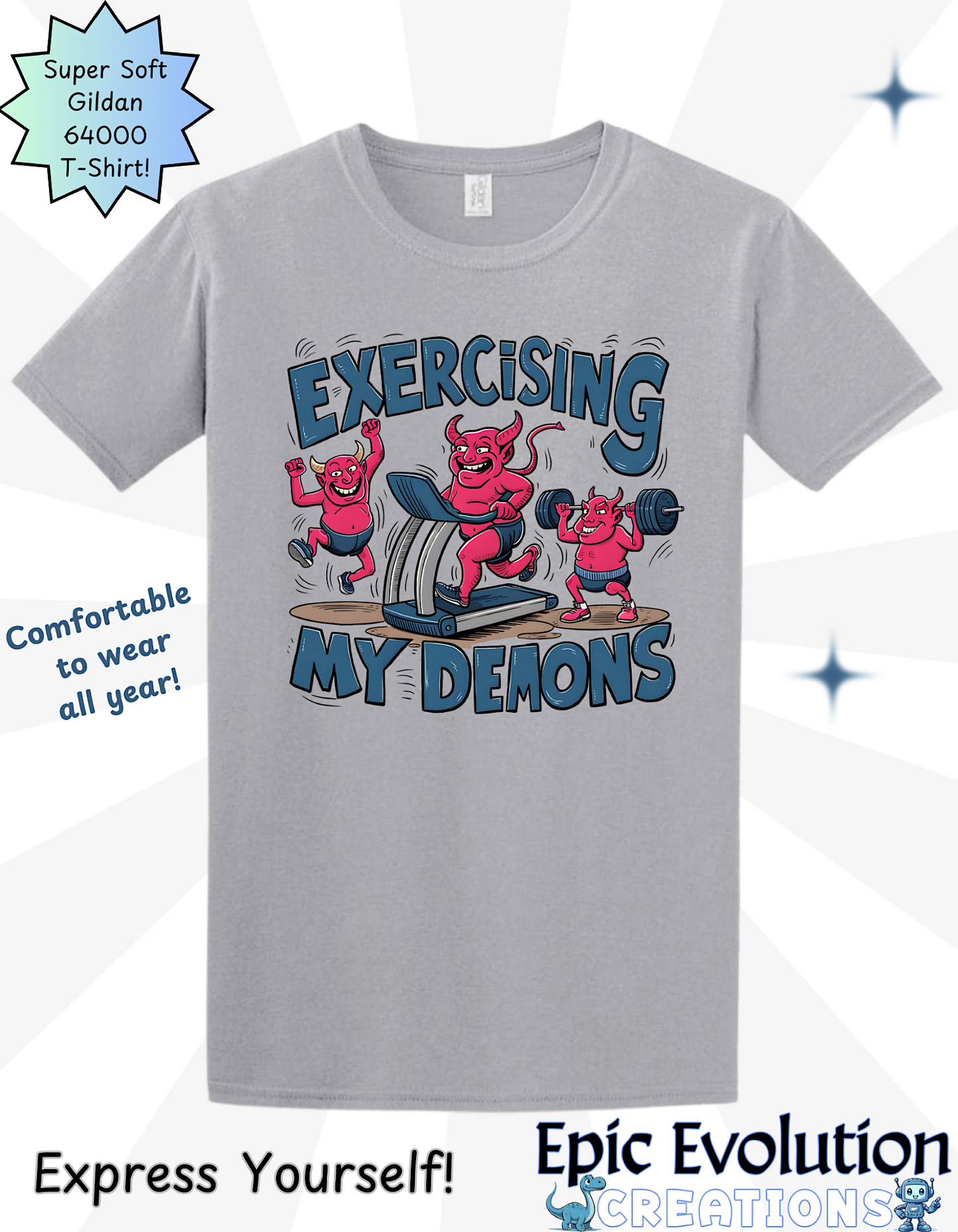 Exercising My Demons Funny Workout T Shirt, Gym Humor, Fitness Motivation, Demon Gym Shirt, Dark Humor Fitness Apparel, Workout Motivation Shirts