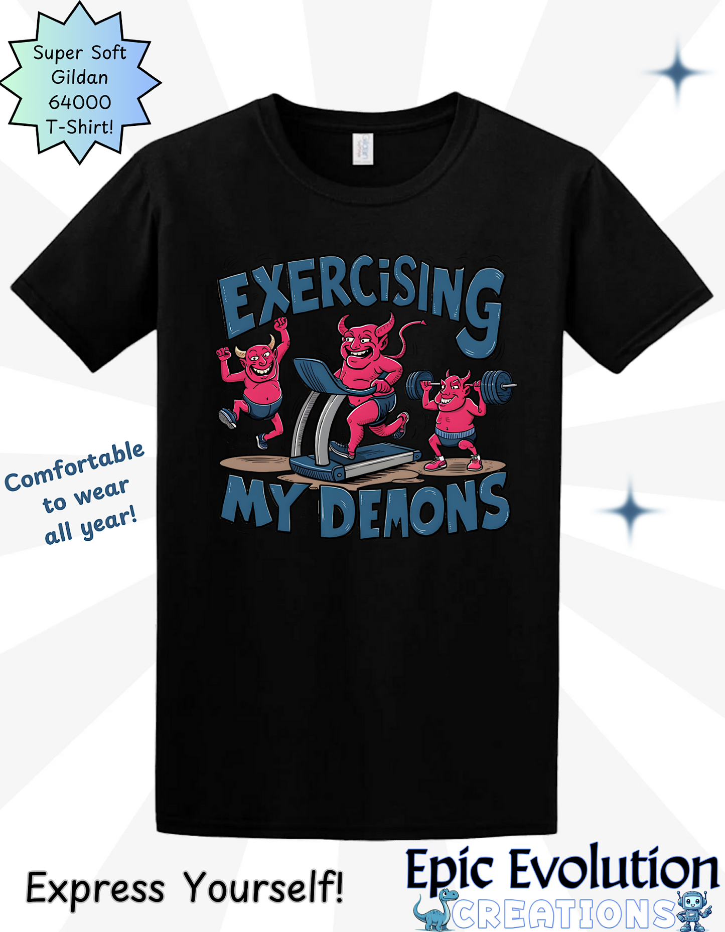 Exercising My Demons Funny Workout T Shirt, Gym Humor, Fitness Motivation, Demon Gym Shirt, Dark Humor Fitness Apparel, Workout Motivation Shirts