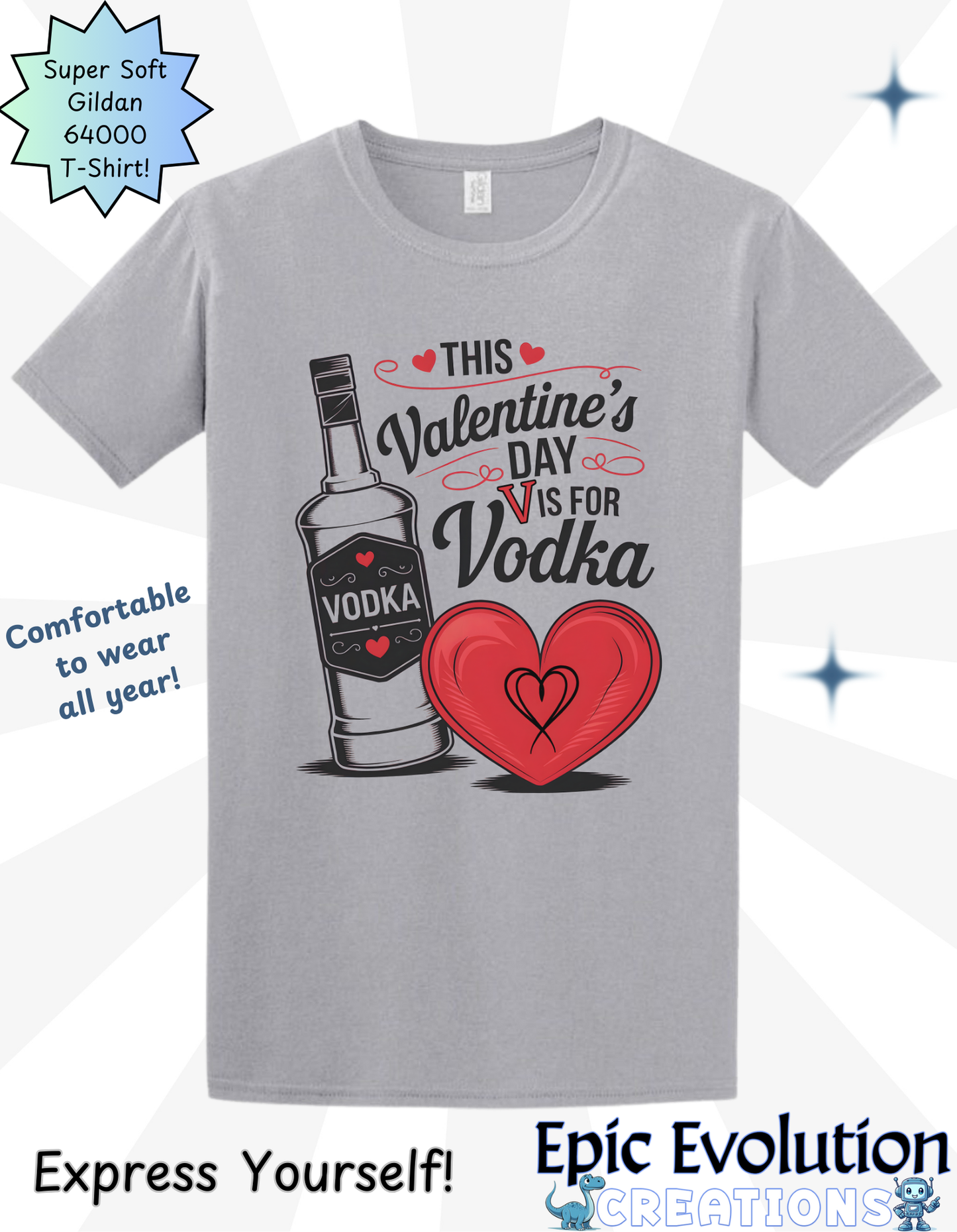 V Is For Vodka Funny Valentine Shirt