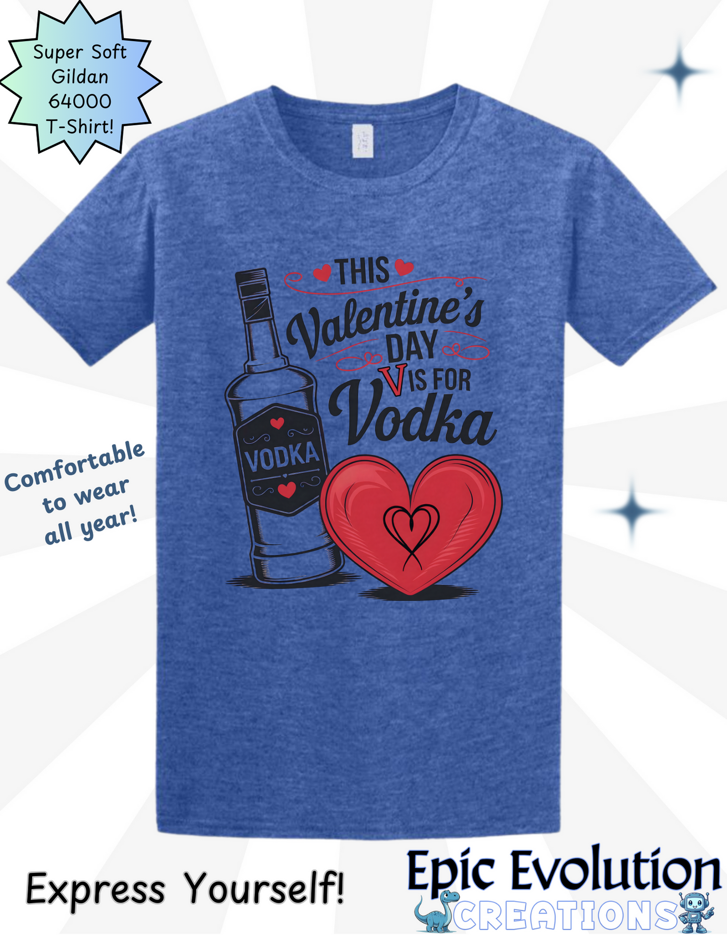 V Is For Vodka Funny Valentine Shirt