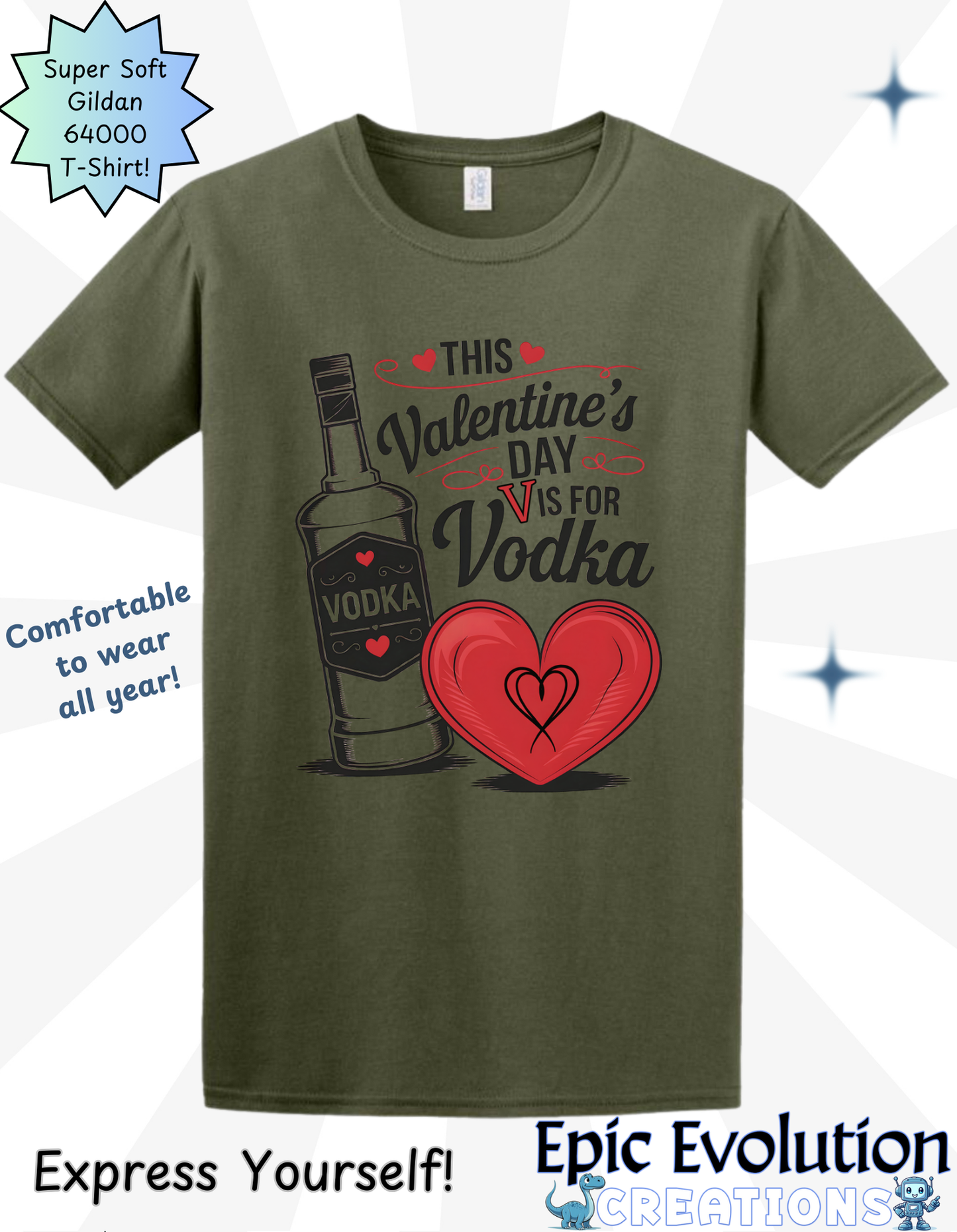 V Is For Vodka Funny Valentine Shirt