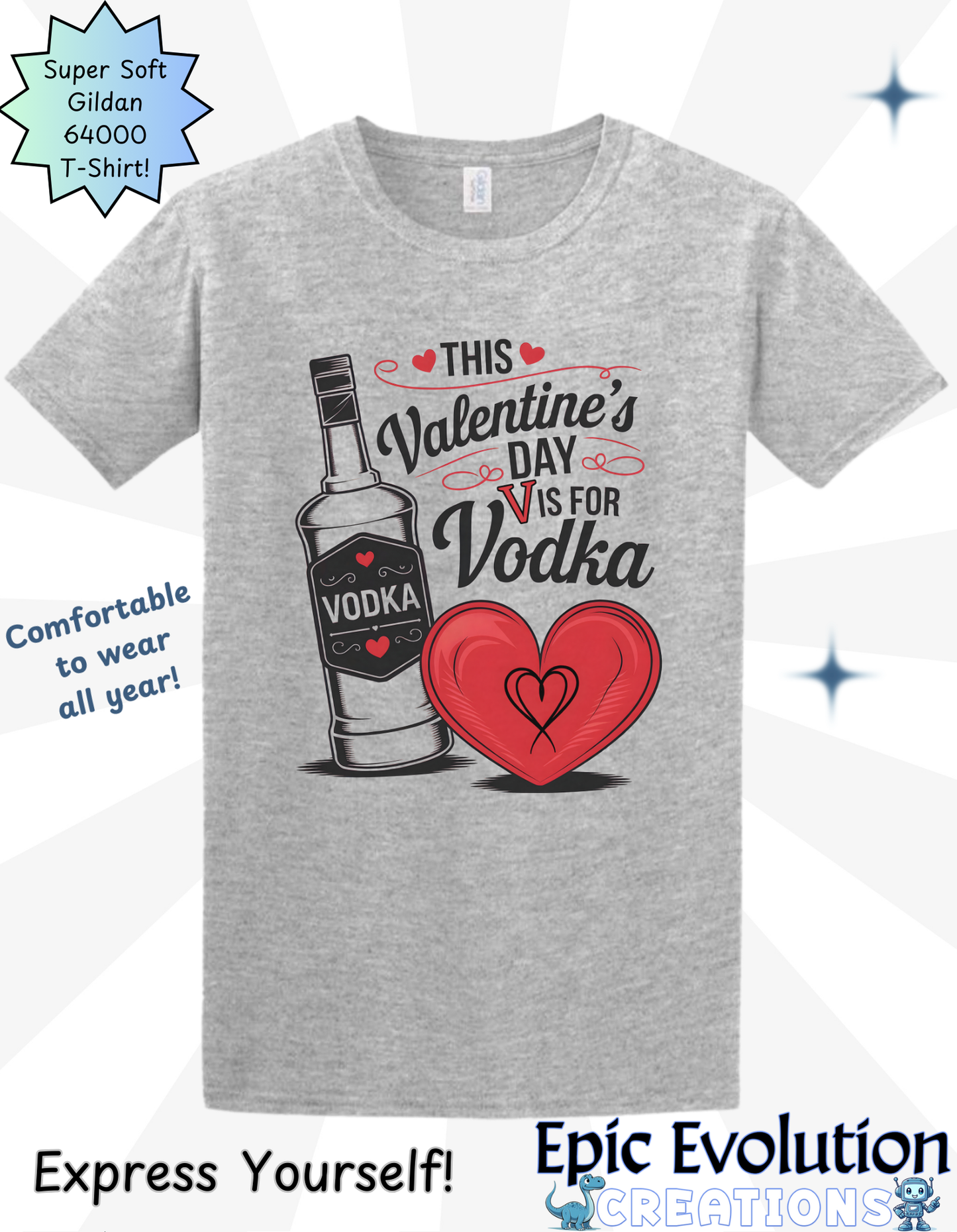 V Is For Vodka Funny Valentine Shirt