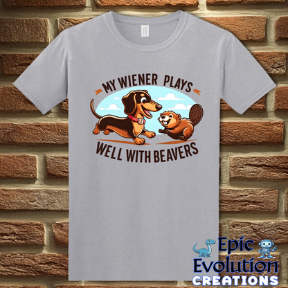 Funny Wiener Dog and Beaver T Shirt