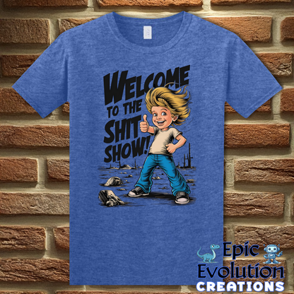 S-Heather Royal-Shit Show Funny T Shirt-Epic Evolution Creations