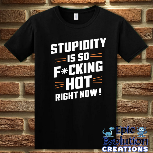 S-Black-Funny Stupidity T Shirt-Epic Evolution Creations