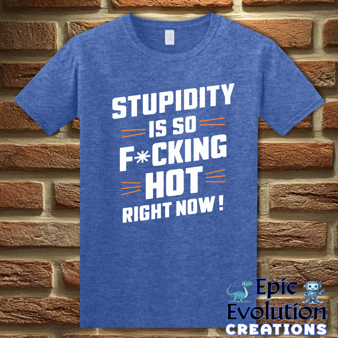 S-Heather Royal-Funny Stupidity T Shirt-Epic Evolution Creations