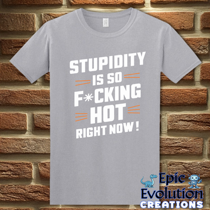 S-Graphite Heather-Funny Stupidity T Shirt-Epic Evolution Creations