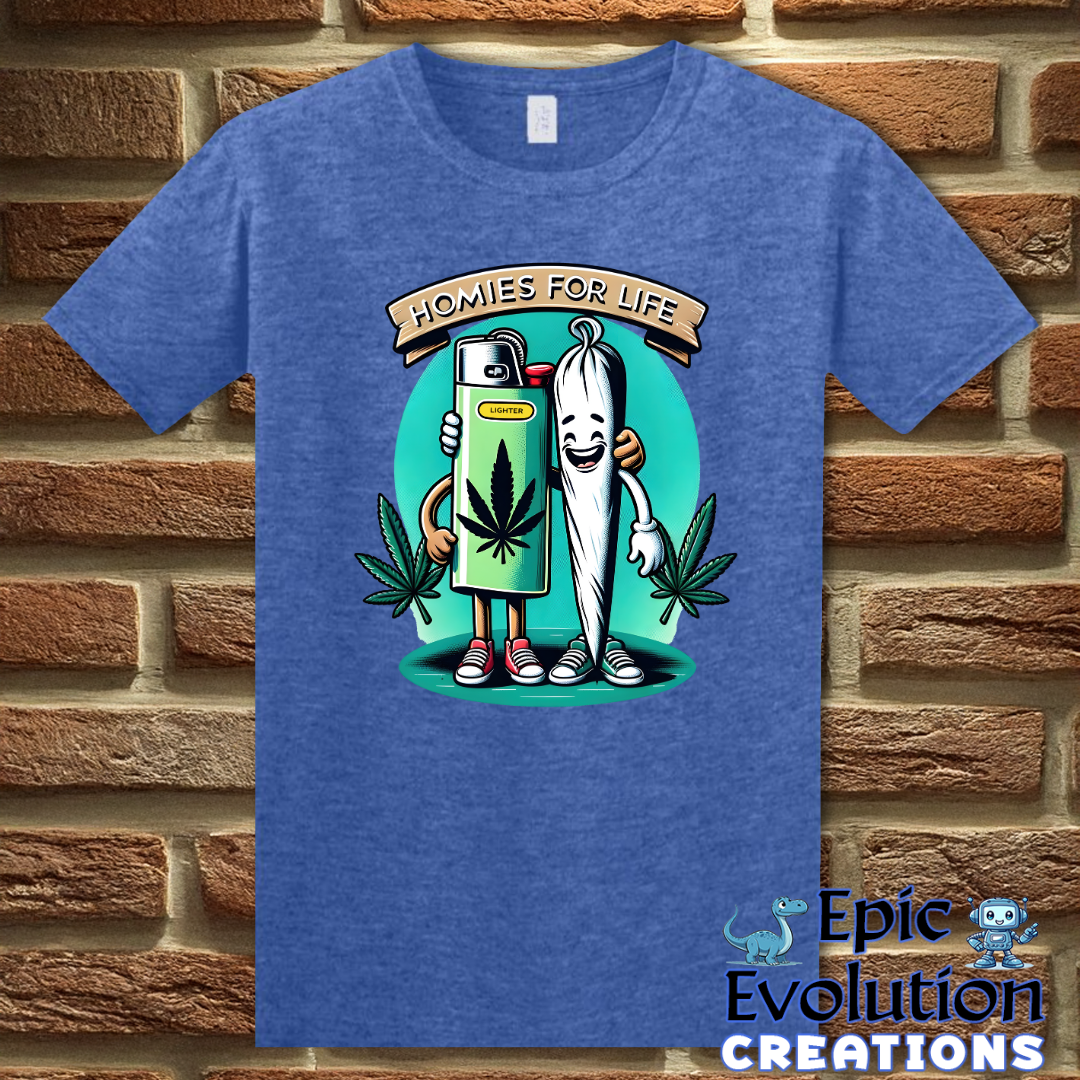 S-Heather Royal-Funny Weed Lighter and Joint Cannabis T-Shirt-Epic Evolution Creations