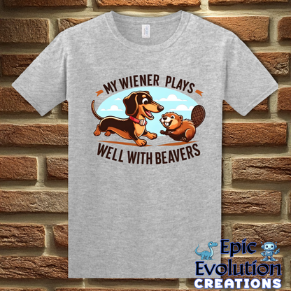 S-Sport Grey-Funny Wiener Dog and Beaver Shirt-Epic Evolution Creations