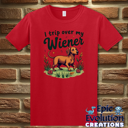 S-Red-Funny Wiener Graphic T-Shirt-Epic Evolution Creations