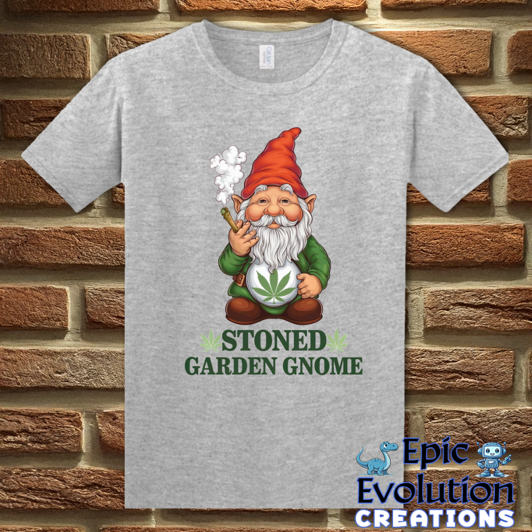 S-Sport Grey-Stoned Garden Gnome Funny Weed T Shirt-Epic Evolution Creations