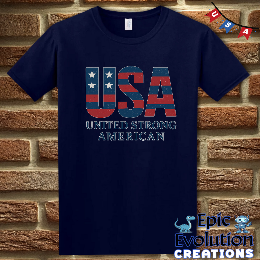 USA United Strong American Bold Patriotic T-Shirt for Men & Women