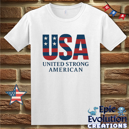 USA United Strong American Bold Patriotic T-Shirt for Men & Women