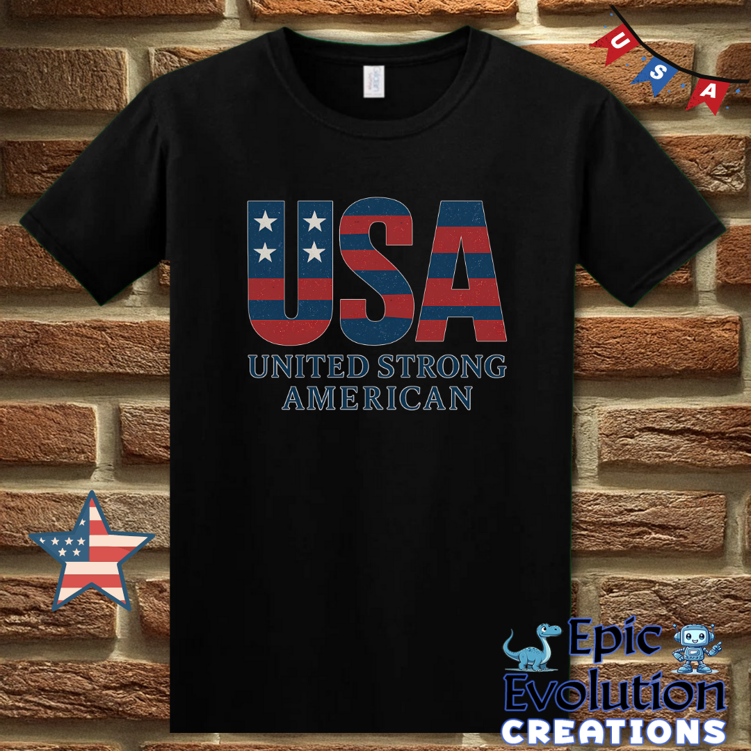 USA United Strong American Bold Patriotic T-Shirt for Men & Women