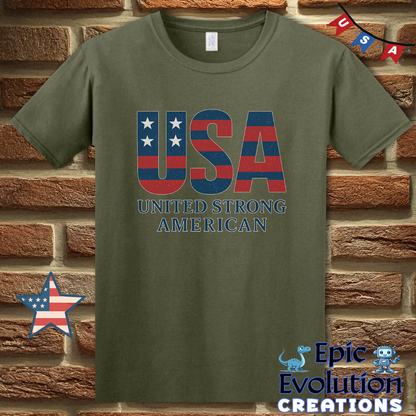 USA United Strong American Bold Patriotic T-Shirt for Men & Women