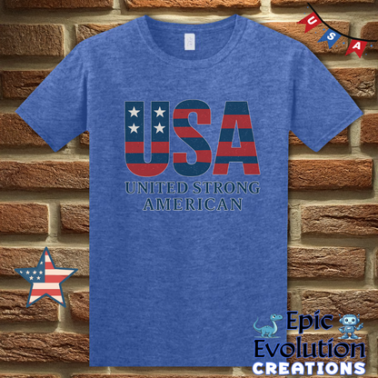 USA United Strong American Bold Patriotic T-Shirt for Men & Women