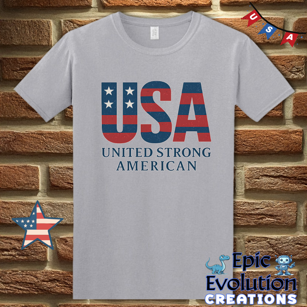 USA United Strong American Bold Patriotic T-Shirt for Men & Women