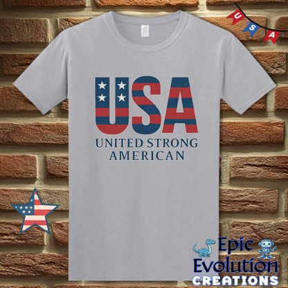 USA United Strong American Bold Patriotic T-Shirt for Men & Women