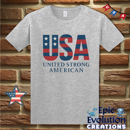 USA United Strong American Bold Patriotic T-Shirt for Men & Women