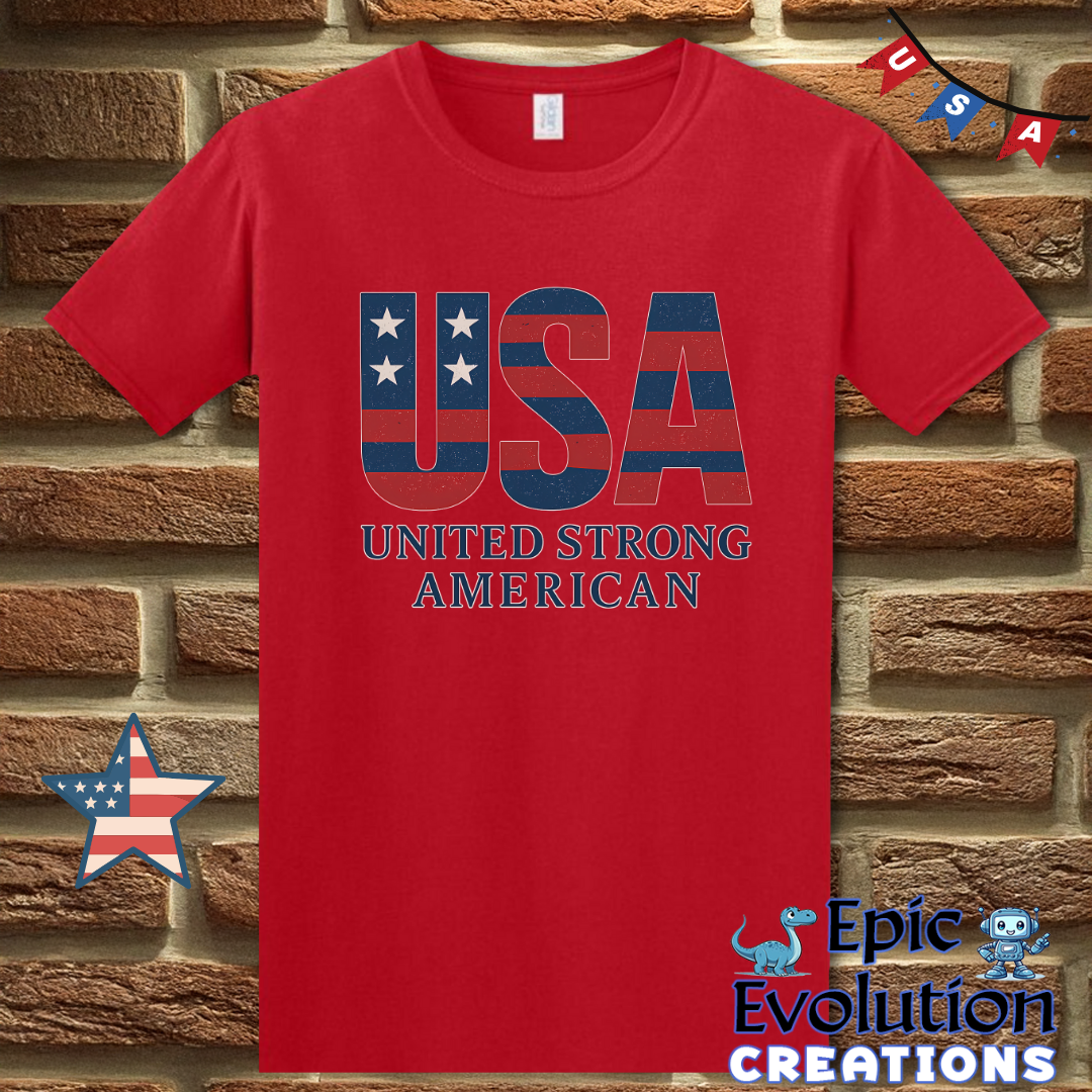 USA United Strong American Bold Patriotic T-Shirt for Men & Women