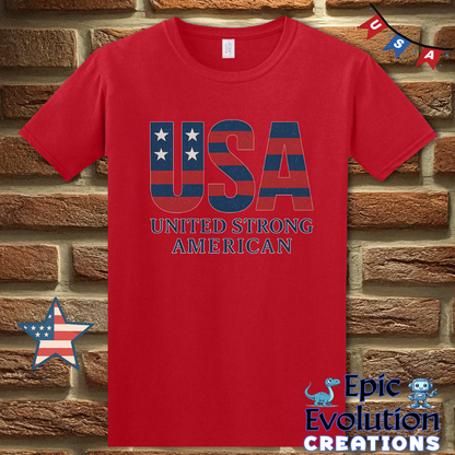 USA United Strong American Bold Patriotic T-Shirt for Men & Women