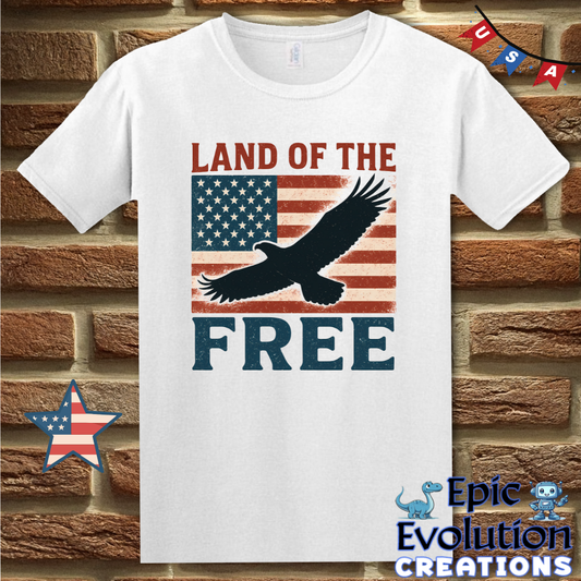 Land of the Free Bold Patriotic July 4th T-Shirt