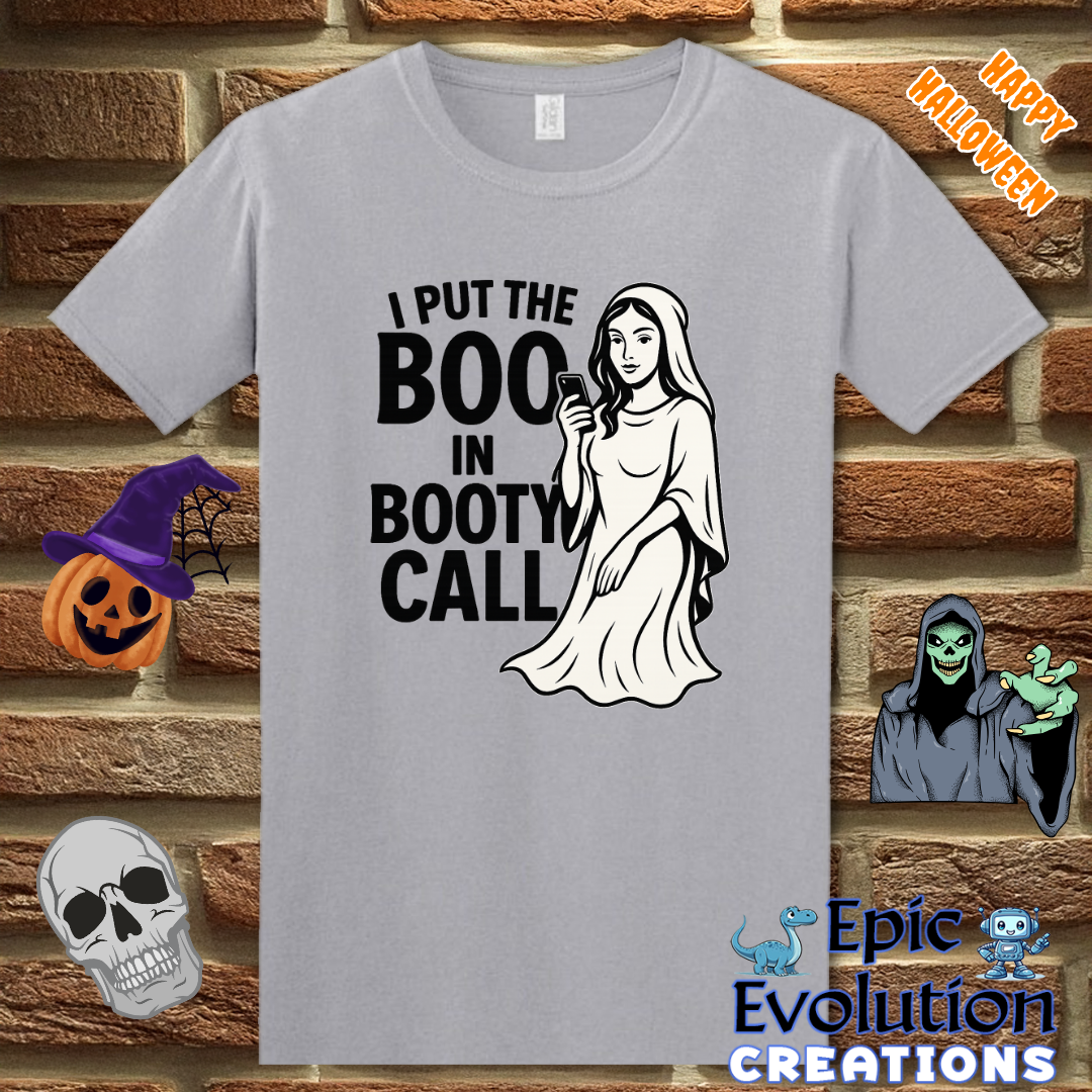 I Put the Boo in Booty Call Funny Halloween Shirt for Women