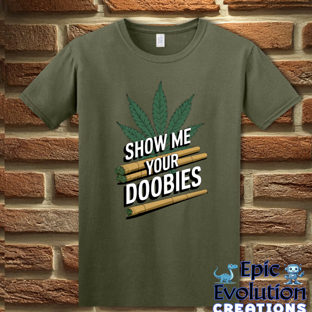 S-Military Green-Show Me Your Doobies T-Shirt-Epic Evolution Creations