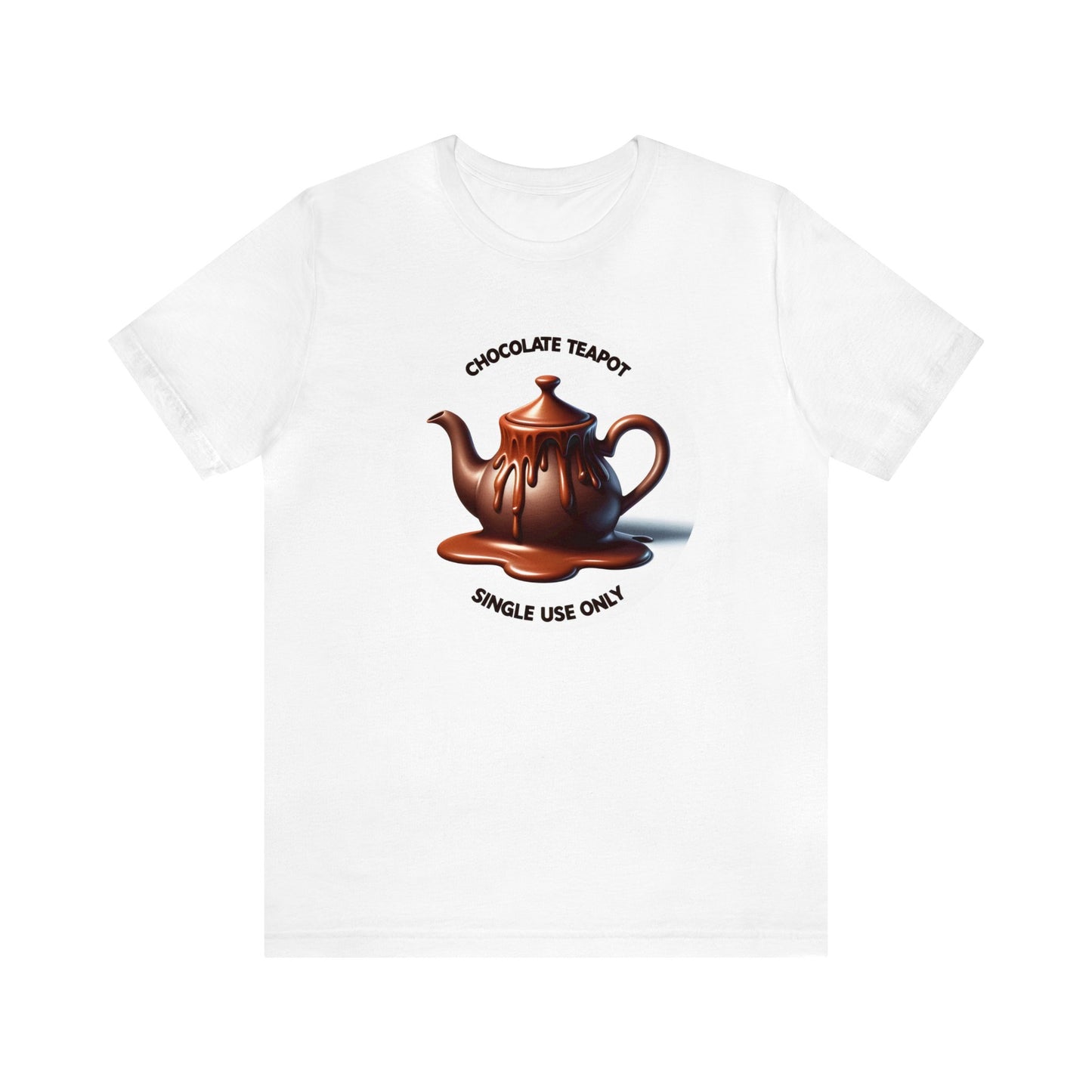 Melting Chocolate Teapot T-Shirt: Single Use Only! Ideal Humorous Unique Kitchenware T-Shirt Gift for Quirky Fashion Enthusiasts