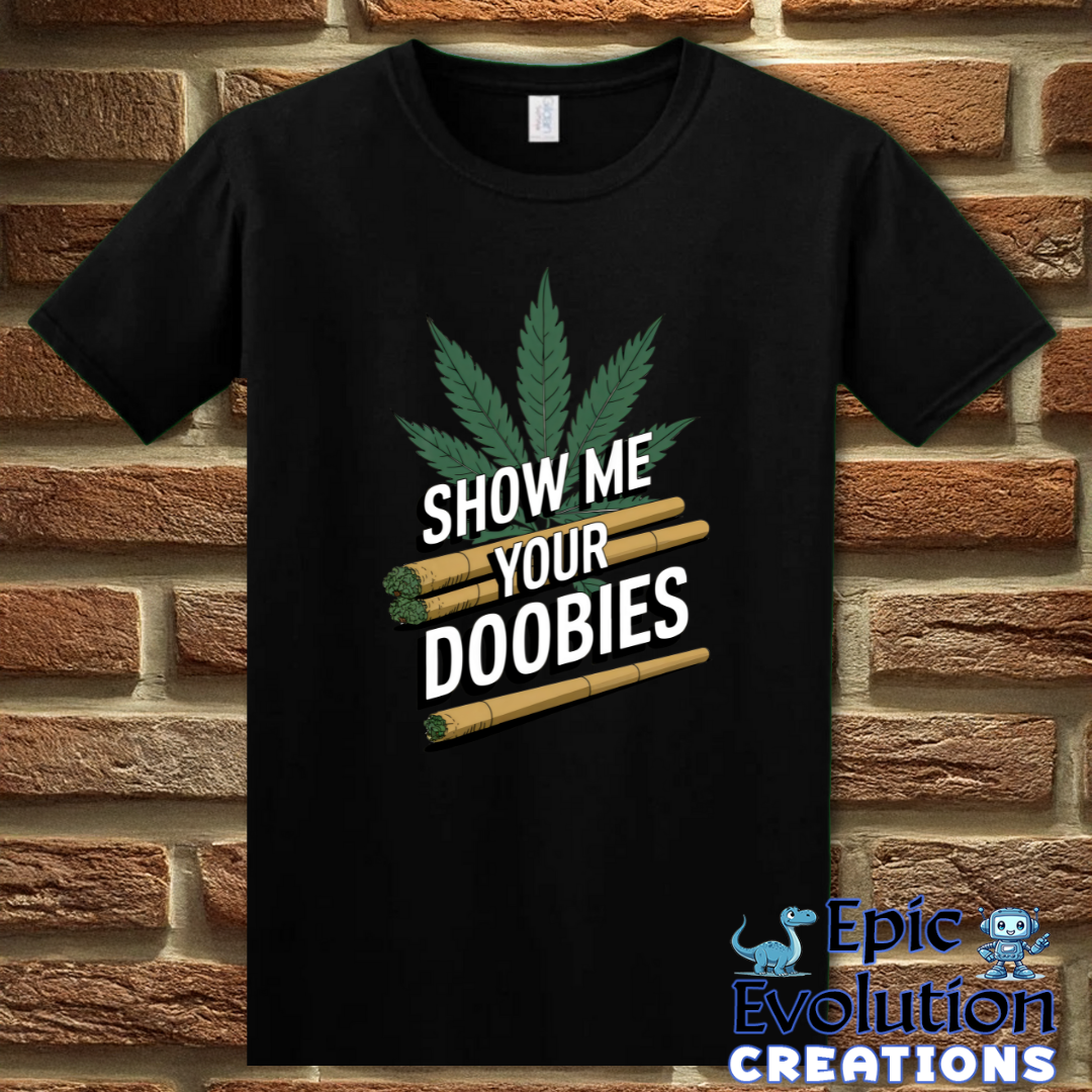 S-Black-Show Me Your Doobies T-Shirt-Epic Evolution Creations