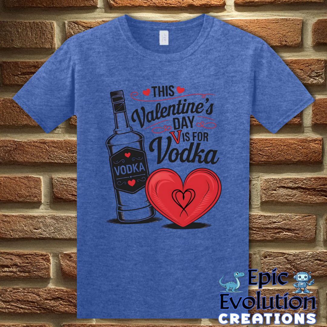 S-Heather Royal-V Is For Vodka Funny Valentine Shirt-Epic Evolution Creations