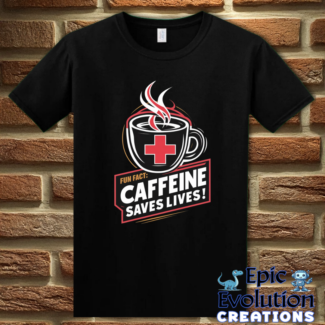 S-Black-Funny Caffeine Addiction T Shirt-Epic Evolution Creations