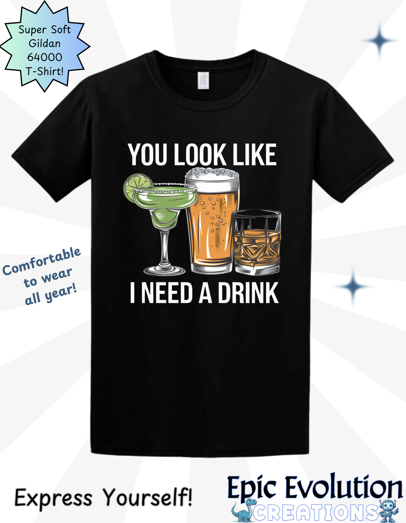 -Funny Drinking T Shirt-Epic Evolution Creations