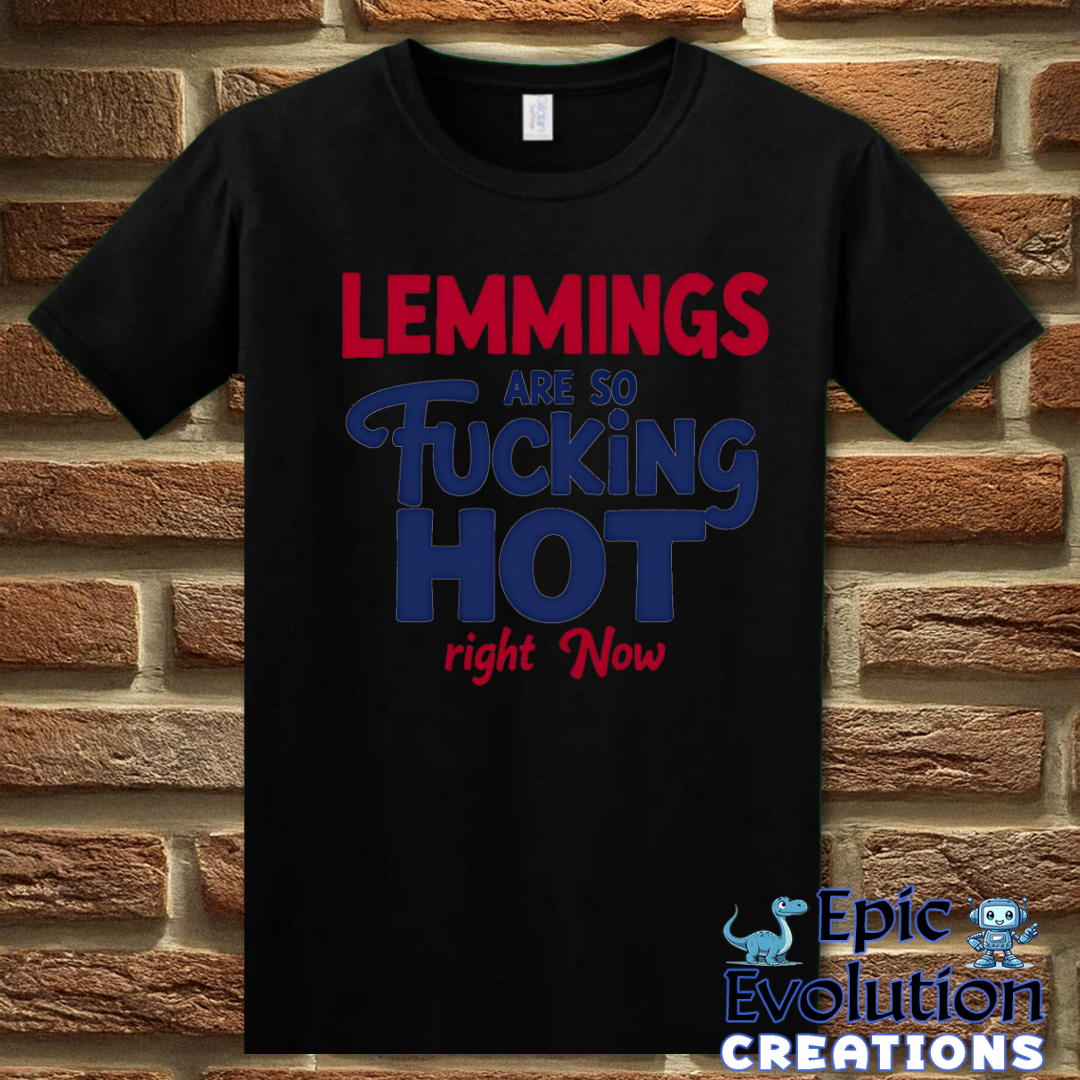 S-Black-Funny Lemmings T Shirt-Epic Evolution Creations